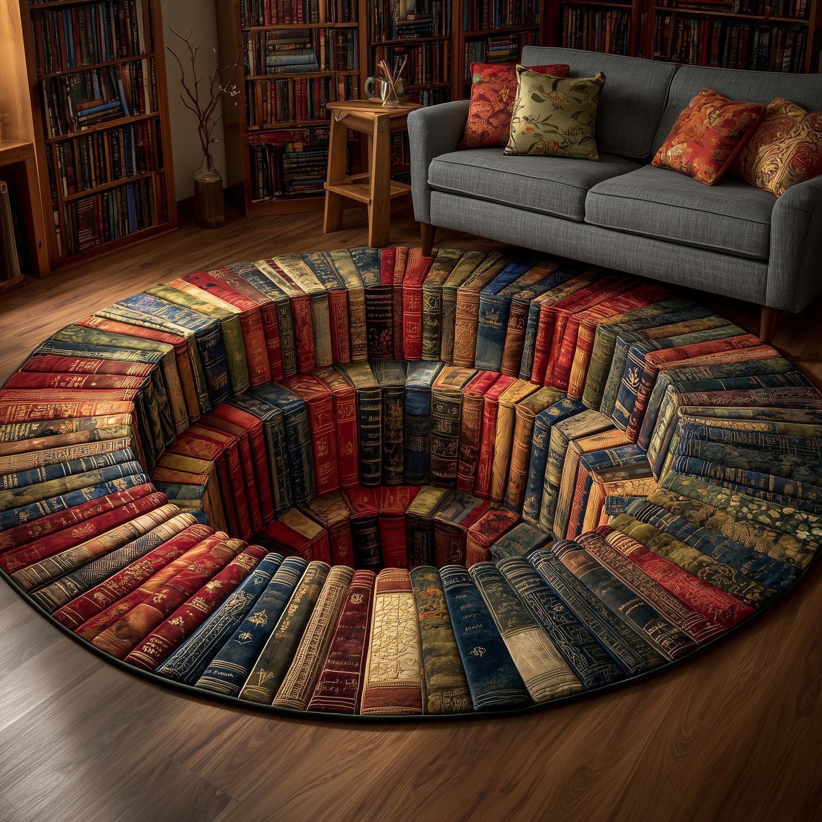 Hidden Library Round Mat Rug - Nature Design | Serene Home Decor