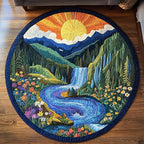 Hidden Oasis Round Mat Rug - washable non-slip printed rug