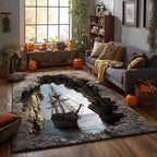 Hidden Passage area rug in a living room