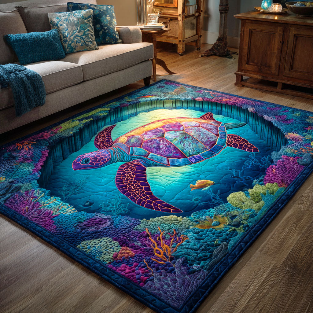 Hidden Reef Calm area rug in a living room