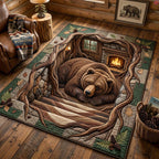 Hidden Root Bear Den area rug in a living room