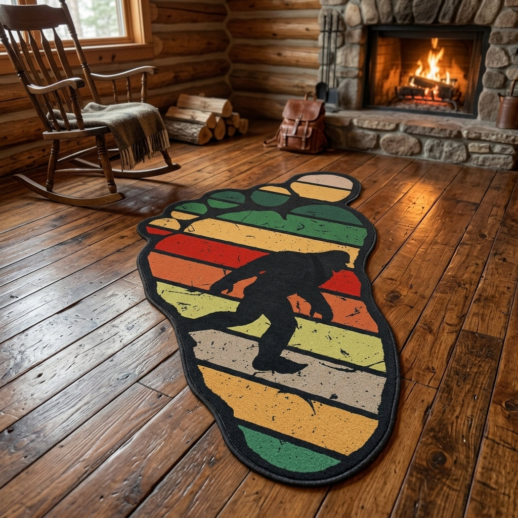 Hidden Sasquatch Custom Shape Area Rug - Nature Design | Die-Cut Non-Slip Rug - washable non-slip printed rug