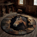 Hidden Stable Round Mat Rug - washable non-slip printed rug