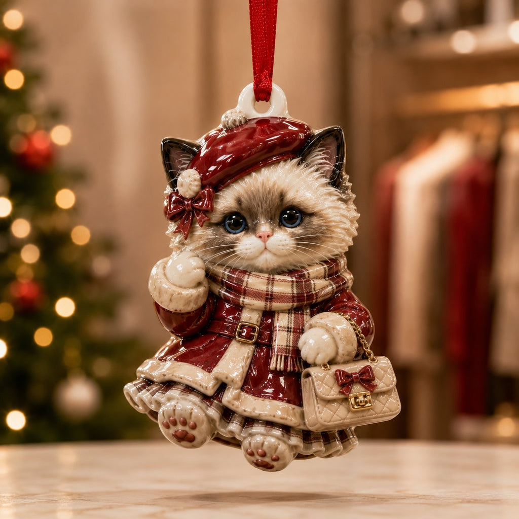 High Fashion Ragdoll Christmas Ornament