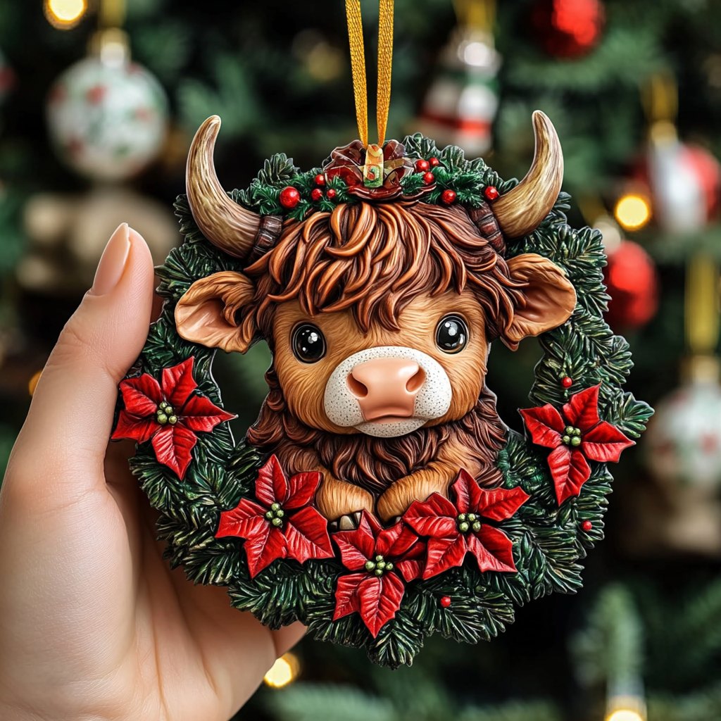 Highland Frosted Fur Christmas Ornament