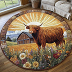 Highland Beauty Round Mat Rug - washable non-slip printed rug