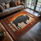 Highland Bison area rug in a living room