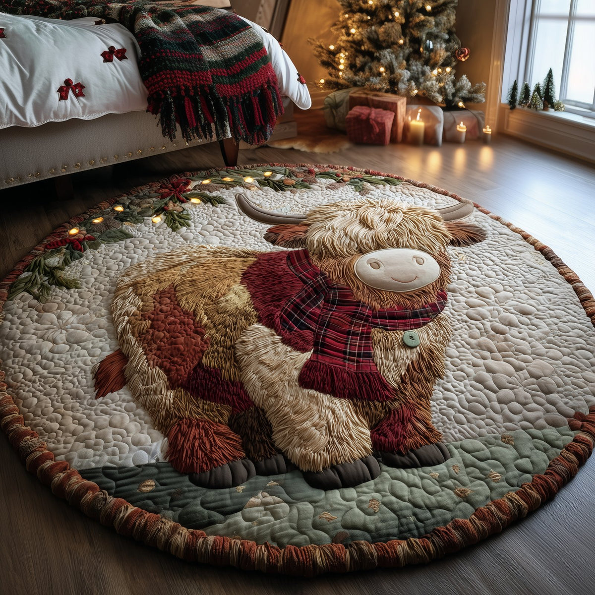 Highland Cheer Round Mat Rug - washable non-slip printed rug