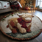 Highland Cheer Round Mat Rug - washable non-slip printed rug