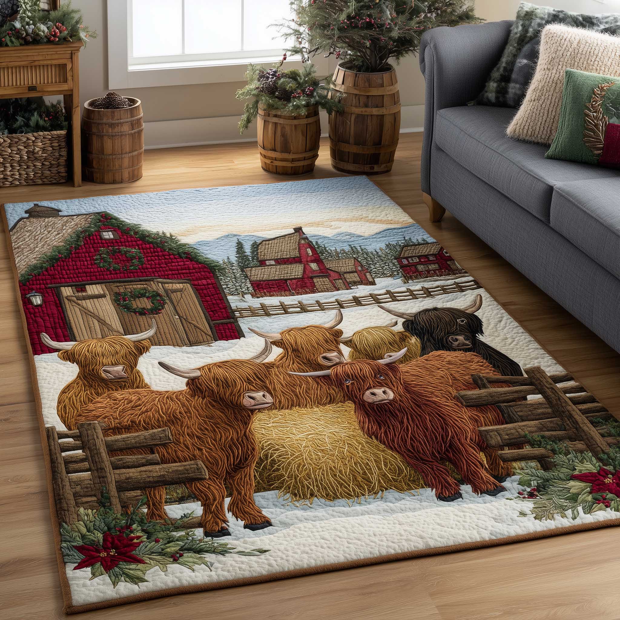 Highland Cow area rug in a living room