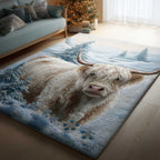 Highland Cow area rug in a living room
