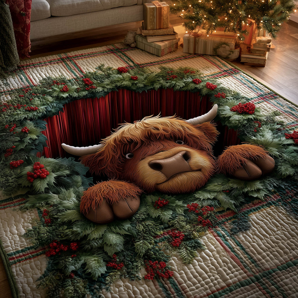 Highland Cow area rug in a living room