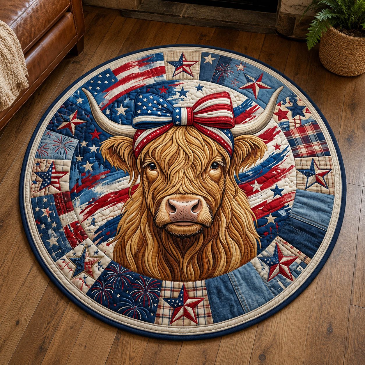 Highland Cow Round Mat Rug - Nature Design | Serene Home Decor