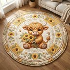 Highland Cow Round Mat Rug - Nature Design | Serene Home Decor
