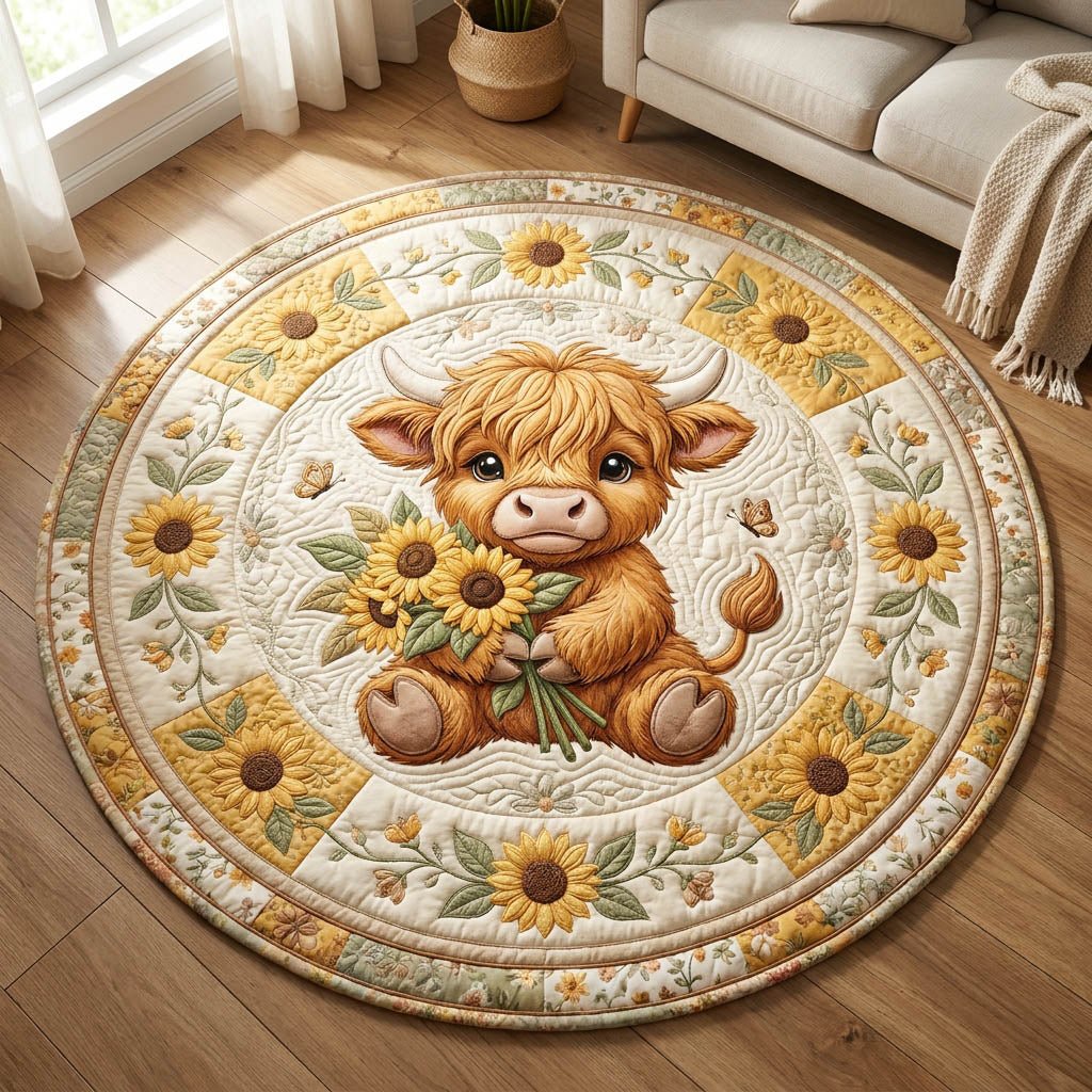 Highland Cow Round Mat Rug - Nature Design | Serene Home Decor