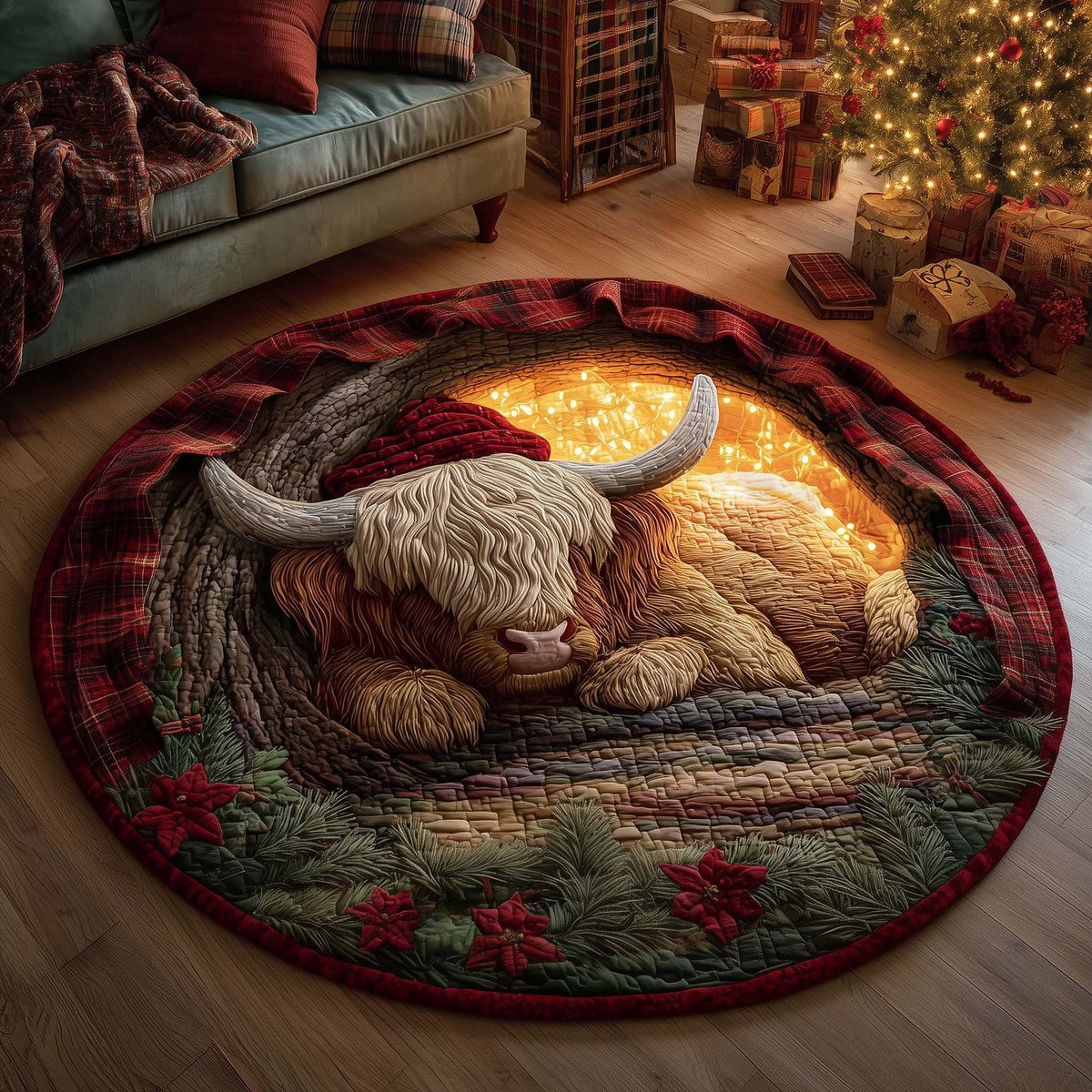 Highland Cow Round Mat Rug - Nature Design | Serene Home Decor