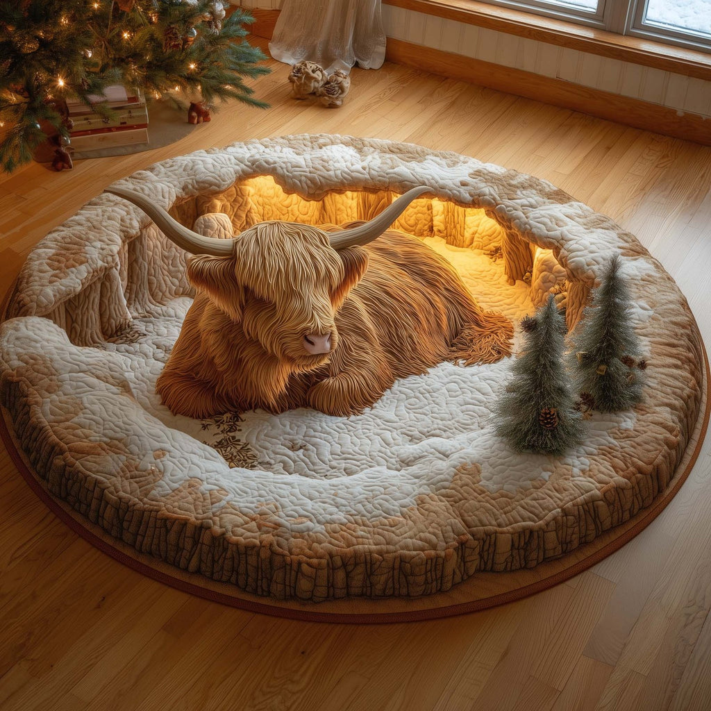 Highland Cow Round Mat Rug - Nature Design | Serene Home Decor