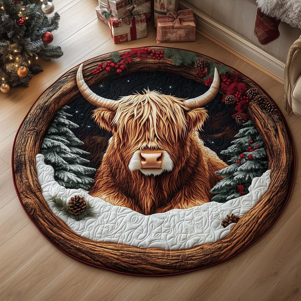 Highland Cow Round Mat Rug - Nature Design | Serene Home Decor