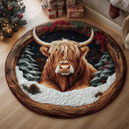 Highland Cow Round Mat Rug - Nature Design | Serene Home Decor