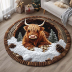 Highland Cow Round Mat Rug - Nature Design | Serene Home Decor