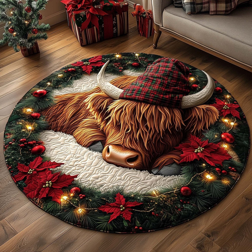 Highland Cow Round Mat Rug - Nature Design | Serene Home Decor