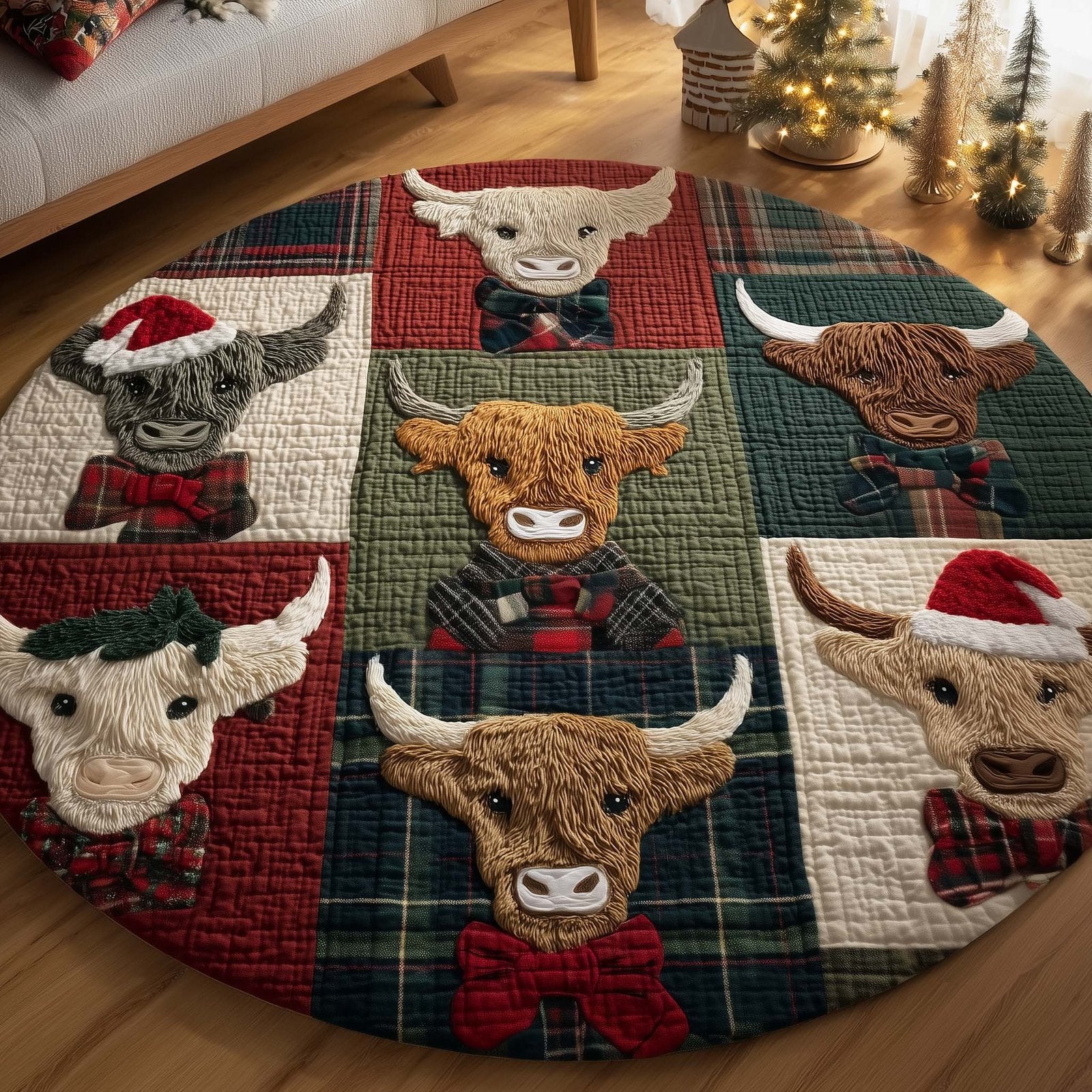 Highland Cow Round Mat Rug - Nature Design | Serene Home Decor