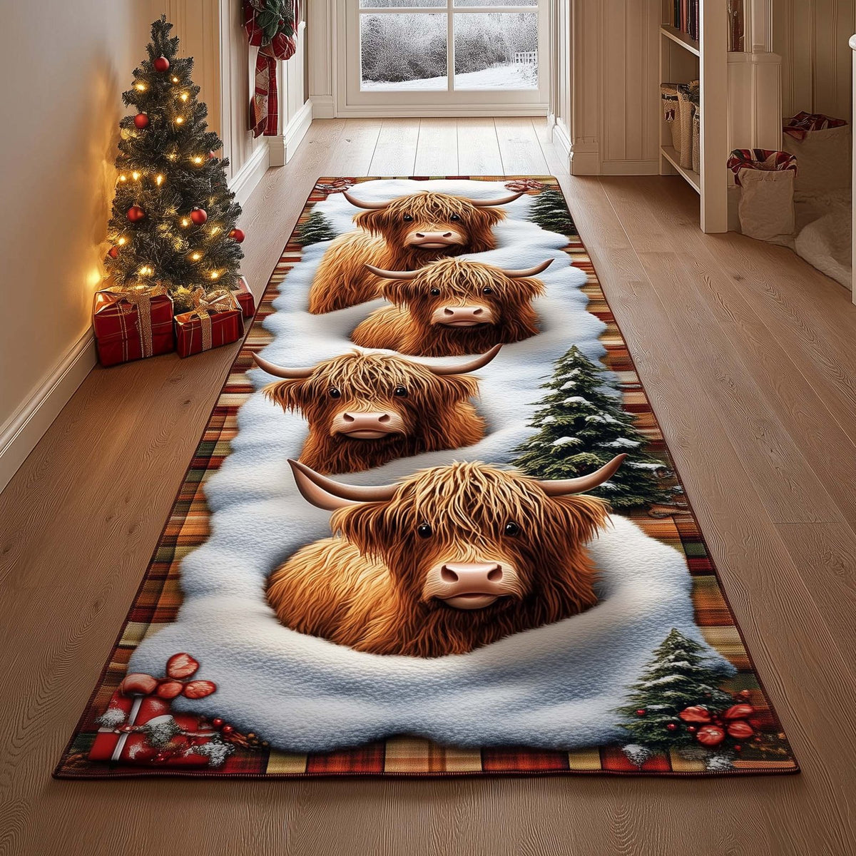 Highland Cow Runner Rug - Nature Design | Serene Runner Rug