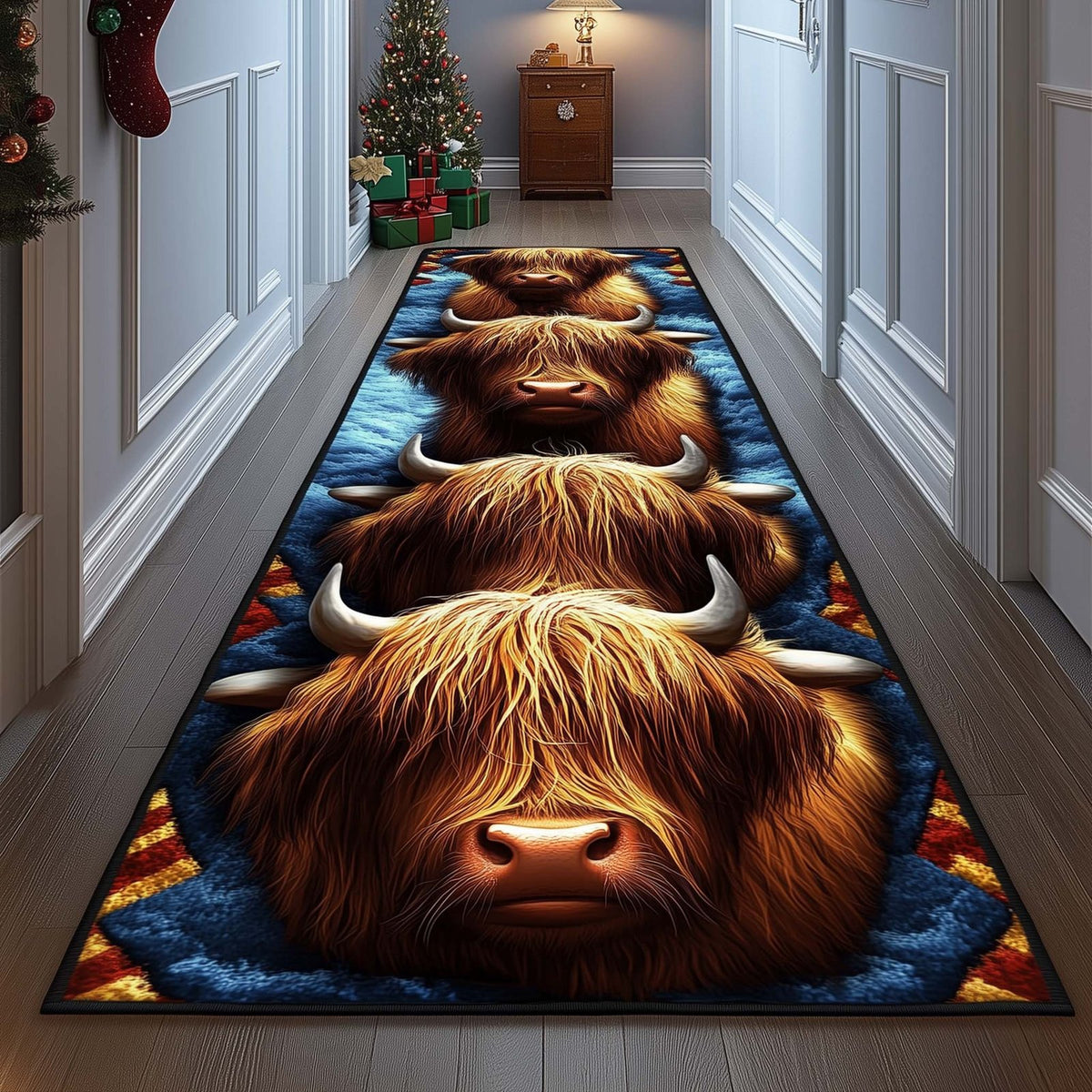 Highland Cow Runner Rug - Nature Design | Serene Runner Rug