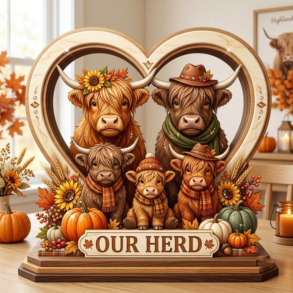 Our Herd Heart Arch wooden block, laser-cut 3-layer wood