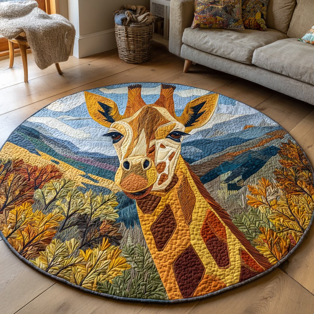 Highland Giraffe Round Mat Rug - washable non-slip printed rug