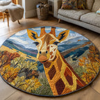 Highland Giraffe Round Mat Rug - washable non-slip printed rug