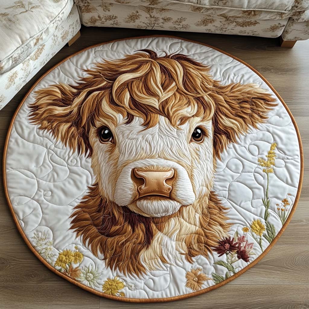 Highland Haven Round Mat Rug - washable non-slip printed rug