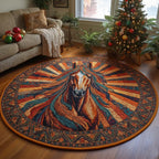 Highland Rider Round Mat Rug - washable non-slip printed rug