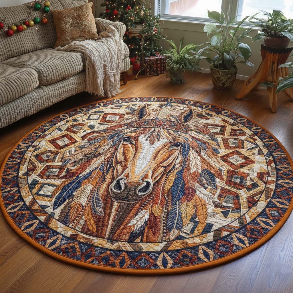 Highland Spirit Round Mat Rug - washable non-slip printed rug
