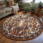 Highland Spirit Round Mat Rug - washable non-slip printed rug