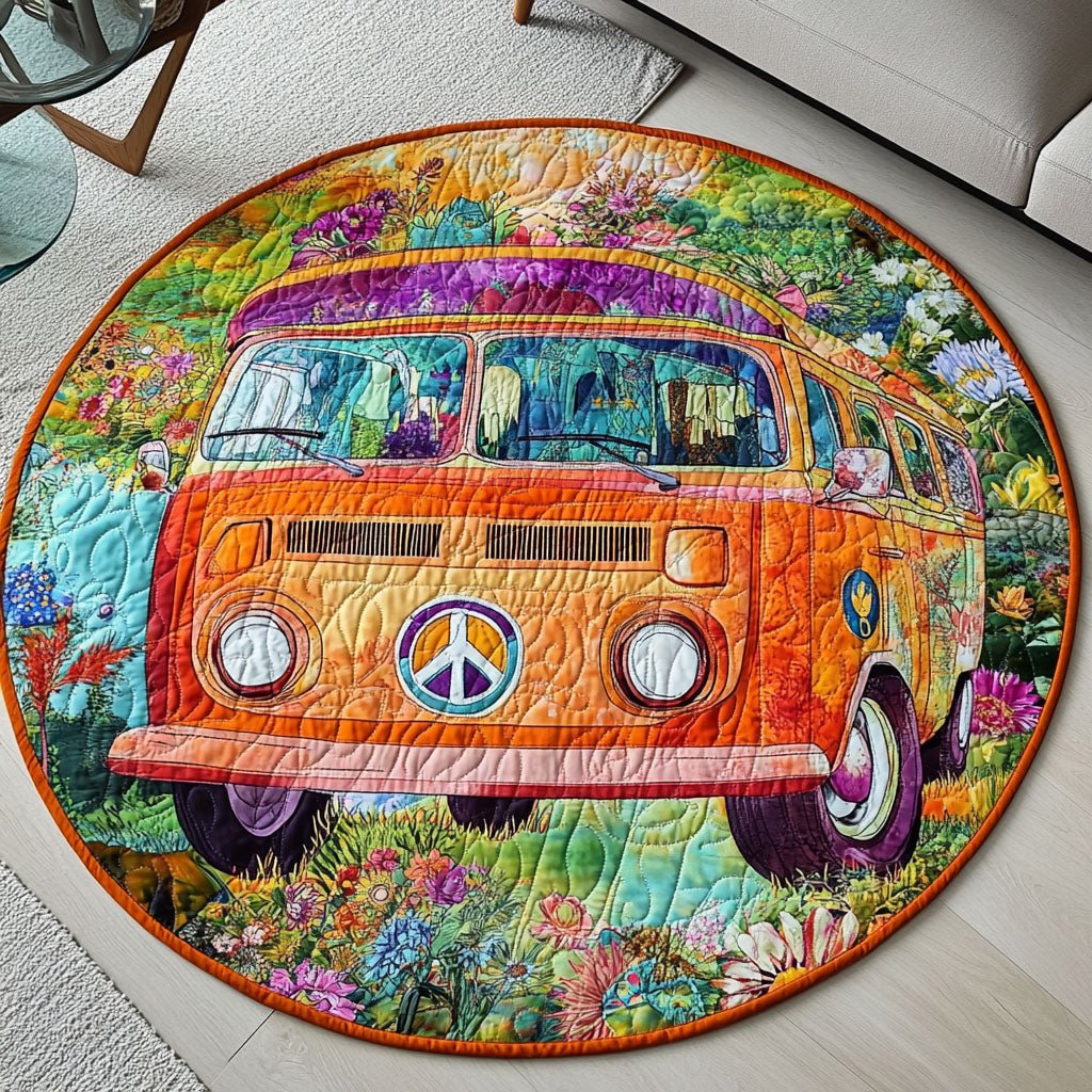 Hippie Roadtrip Bliss Round Mat Rug - Nature Design | Serene Home Decor