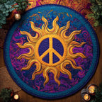 Hippie Sunburst Round Mat Rug - washable non-slip printed rug