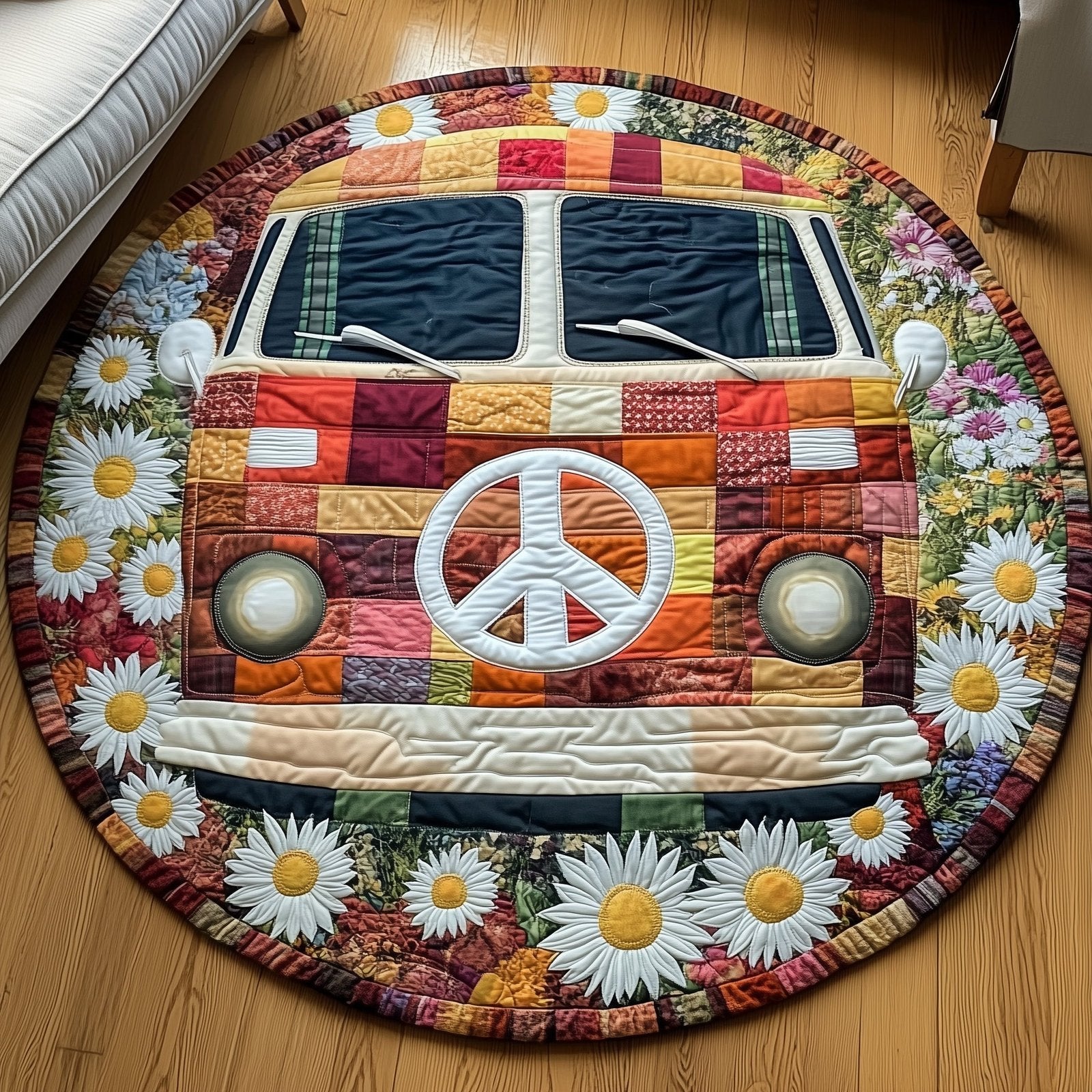 Hippie Van Round Mat Rug - Nature Design | Serene Home Decor