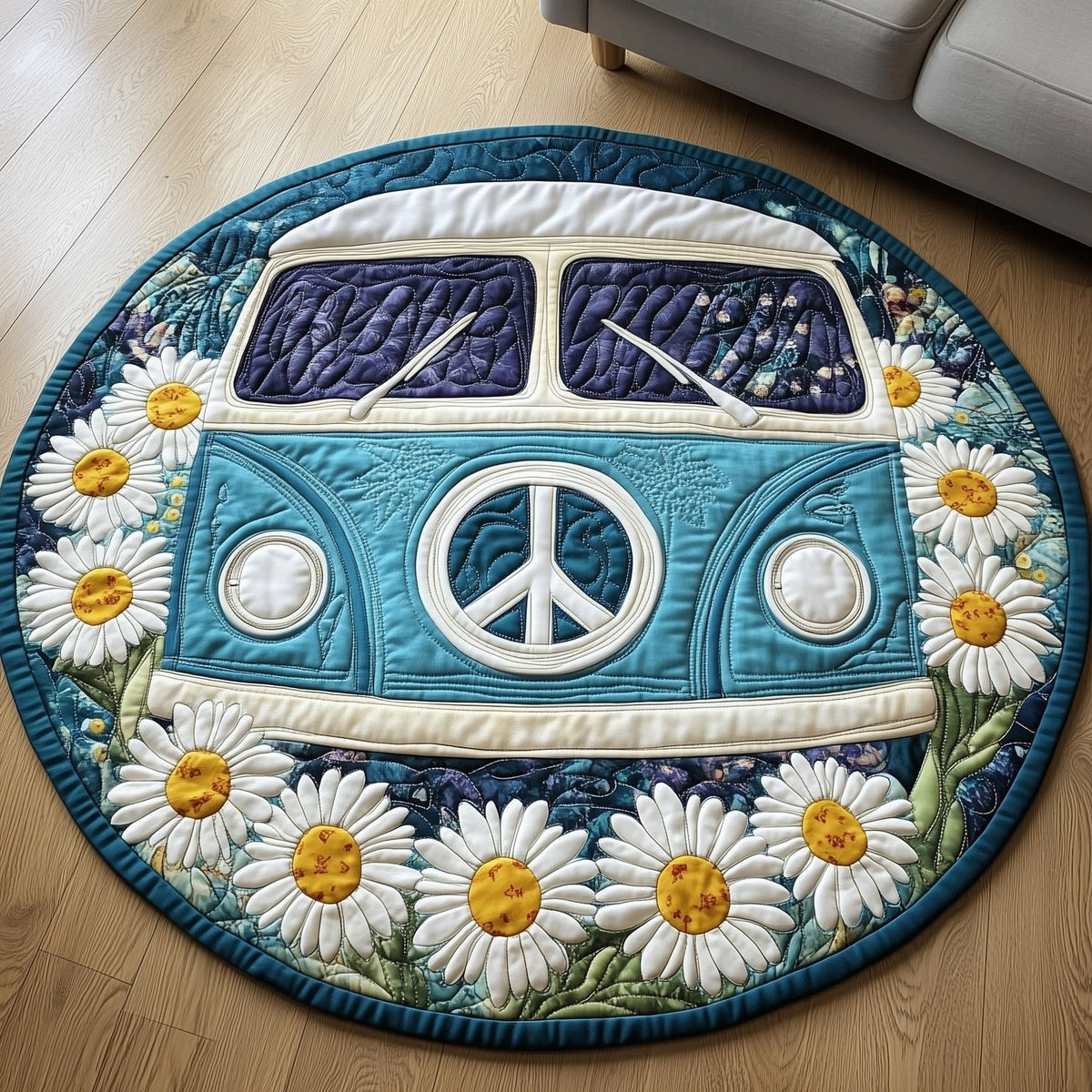 Hippie Van Round Mat Rug - Nature Design | Serene Home Decor