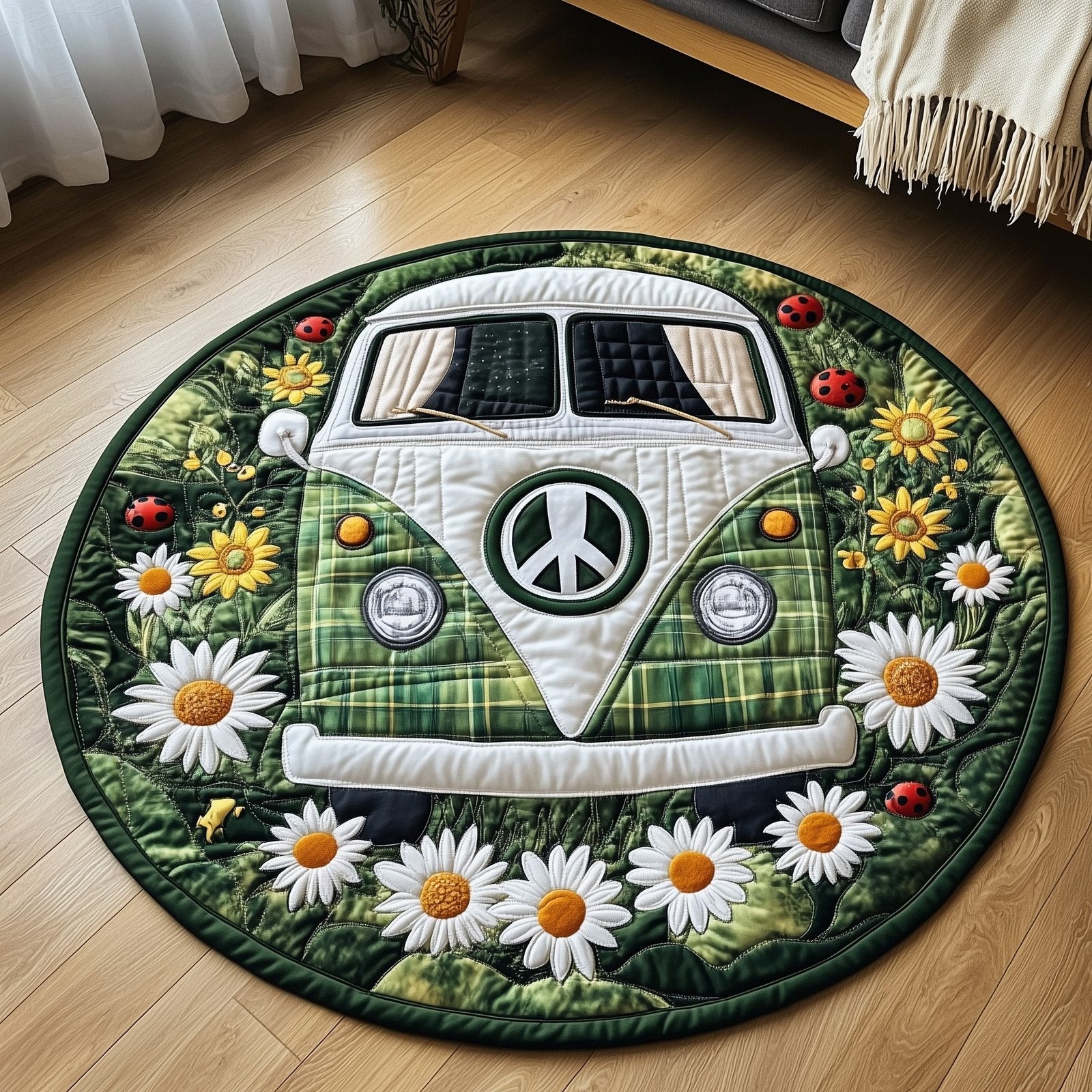 Hippie Van Round Mat Rug - Nature Design | Serene Home Decor