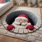 Ho Ho Ho area rug in a living room