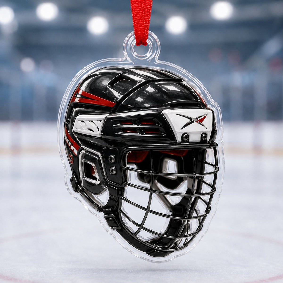 Hockey Warrior Helmet Christmas Ornament