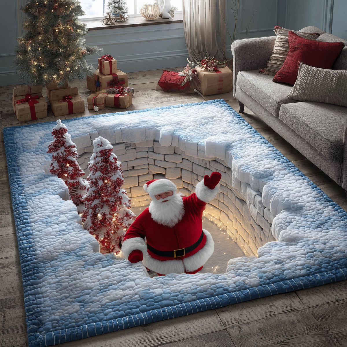 Hohoholiday area rug in a living room