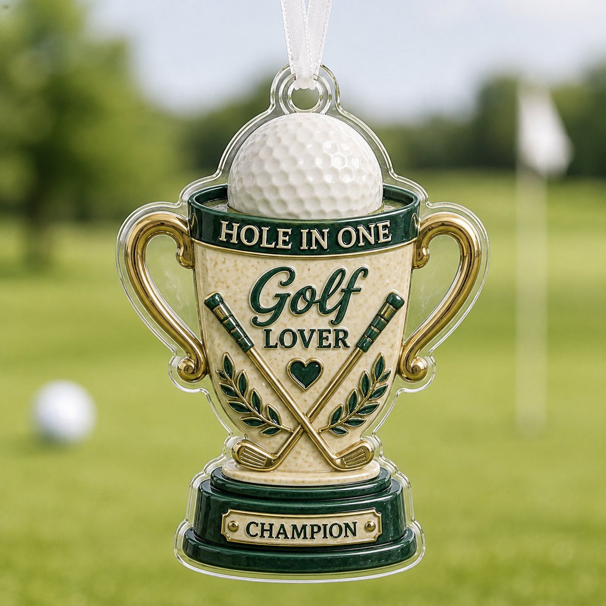 Hole in One Champion Trophy Christmas Ornament
