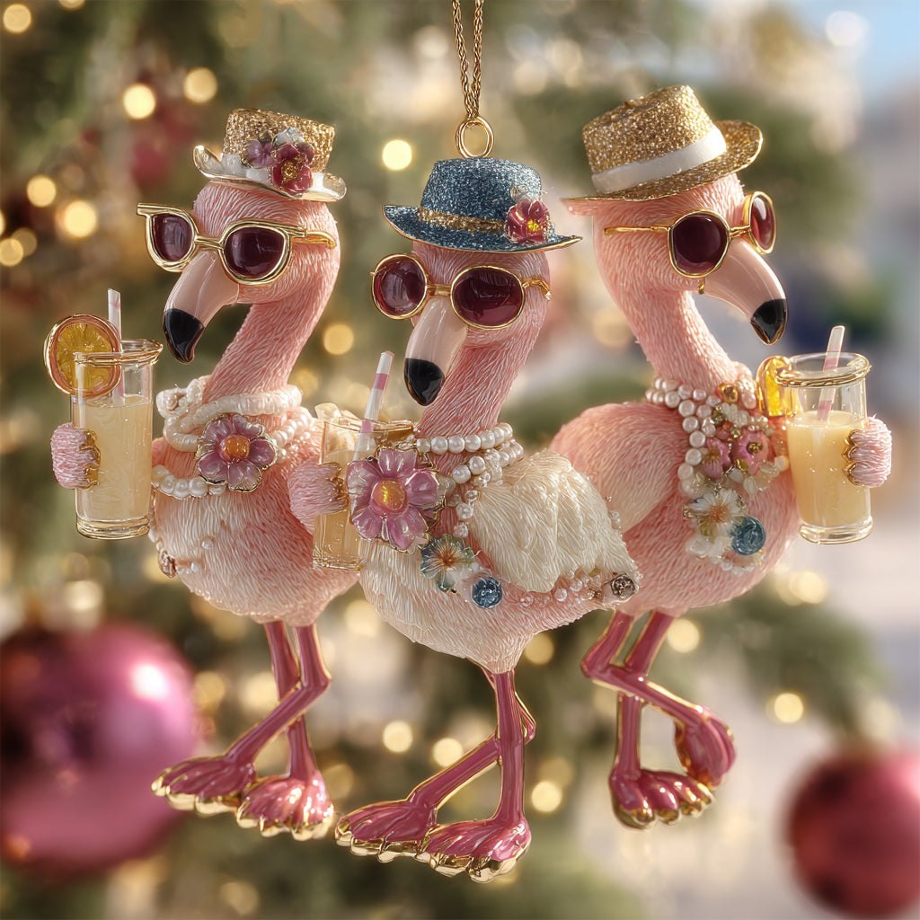 Holiday Flamingo Fiesta Christmas Ornament