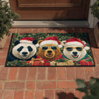 Holiday Bear Trio Doormat - Cute Animal Design | Printed Welcome Doormat
