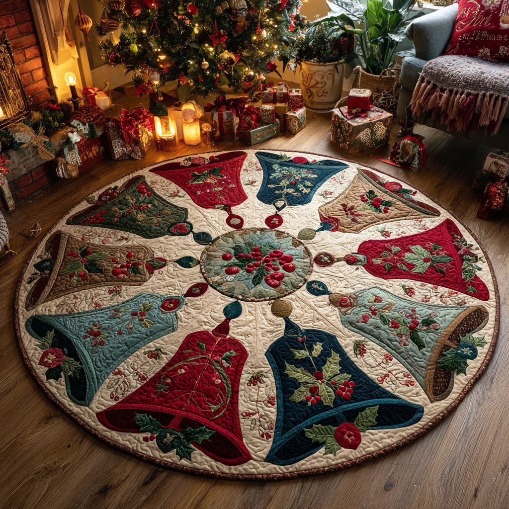 Holiday Bells Round Mat Rug - Nature Design | Serene Home Decor