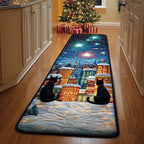 Holiday Black Cat Runner Rug - Cute Pet Design | Animal Printed Runner Rug