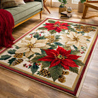 Holiday Blooms area rug in a living room
