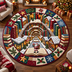 Holiday Book Vortex Round Mat Rug - Nature Design | Serene Home Decor - washable non-slip printed rug